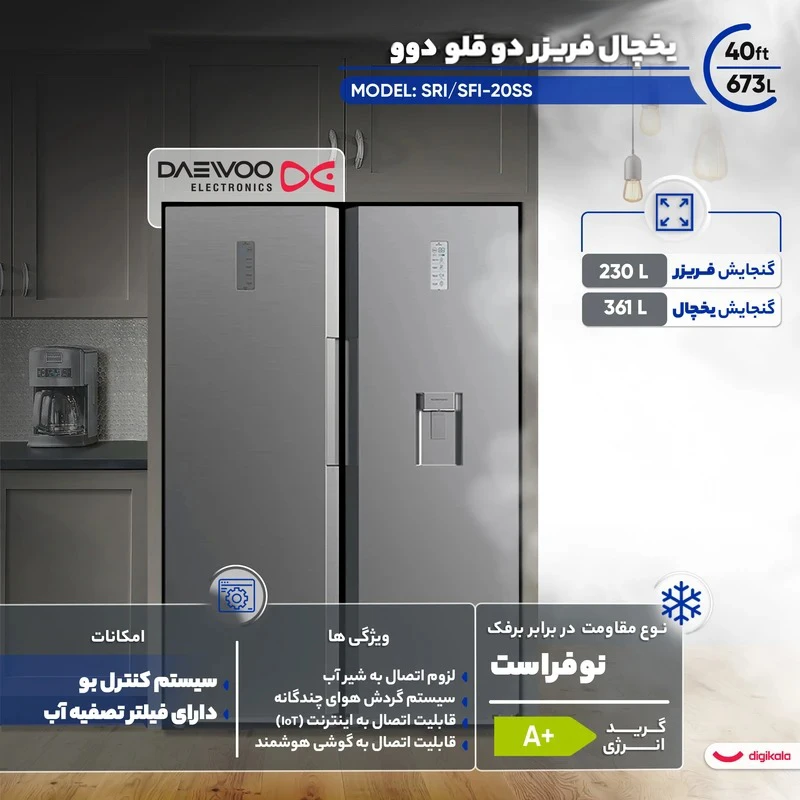 یخچال فریزر دوقلو 40 فوت دوو
